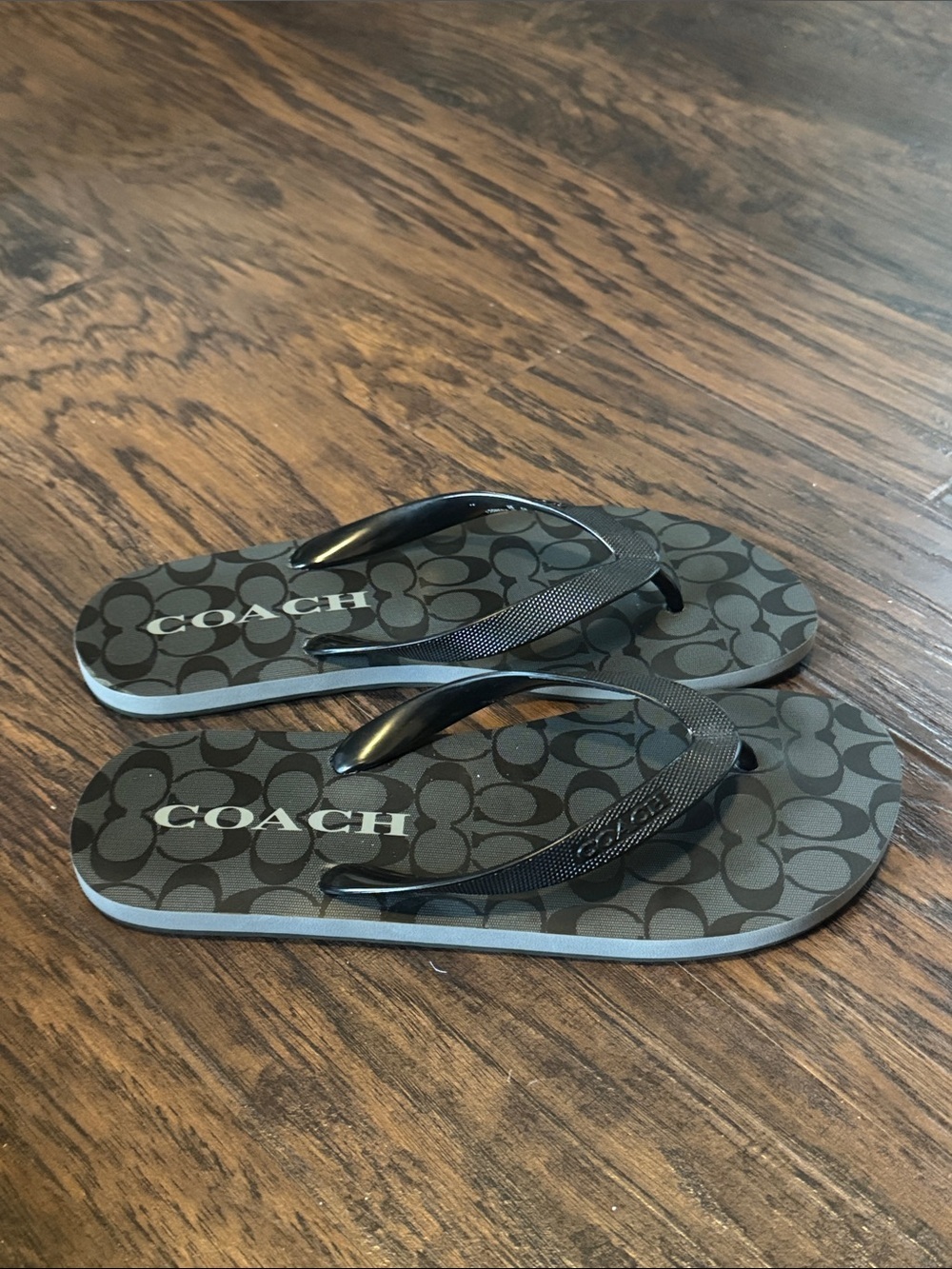 Coach Brown and Black Logo Flip Flop Sandals - Picture 5 of 12